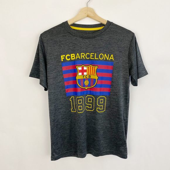 Boys FCB Barcelona Heather Gray Short Sleeve Shirt - Picture 1 of 5